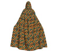 YANYU Spring Sunflowers Retro Flowers Print Unisex Adult Halloween Hooded Cloak Full Length Cloaks With Vibrant For Cosplay