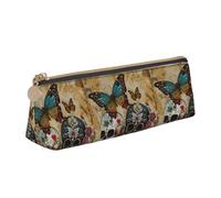 YANYU sugar skulls butterfly Print Functional Pencil Case Large Capacity 8.3 x 2.2 x 2.4In Triangle Pouch with Zipper