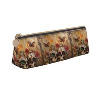 YANYU sugar skulls butterfly Print Functional Pencil Case Large Capacity 8.3 x 2.2 x 2.4In Triangle Pouch with Zipper