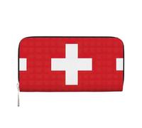 YANYU Swiss Flag Print Leather Hand Wallet Clutch for Women Casual and Travel Use All Occasions Wallet, Black, One Size, Art