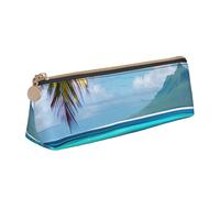YANYU Tahiti Beach Print Functional Pencil Case Large Capacity 8.3 x 2.2 x 2.4In Triangle Pouch with Zipper