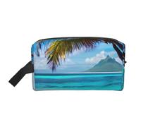 YANYU Tahiti Beach Print Travel Toiletry Bag Storage Bags with Zipper with Handles Portable Cosmetic Organizer, White, One Size, White, One size