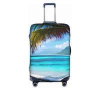 Yanyu Tahiti Beach Print Universal Suitcase Cover Elastic Washable Travel Luggage Protector Adult Luggage, White, XL