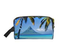 YANYU Tahiti Beaches Print Travel Toiletry Bag Zippered Storage Bags with Handles Portable Cosmetic Organizer, White, One Size
