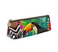 YANYU Tropical Birds and Plant Leaf Print Functional Pencil Case Large Capacity 8.3 x 2.2 x 2.4In Triangle Pouch with Zipper