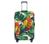 Yanyu Tropical Flower Leaf Parrot Print Universal Suitcase Cover Elastic Washable Travel Luggage Protector Adult Luggage, White, M