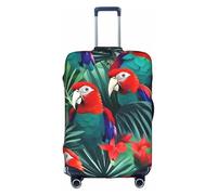Yanyu Tropical Flower Parrot Print Universal Suitcase Cover Elastic Washable Travel Luggage Protector Adult Luggage, White, L