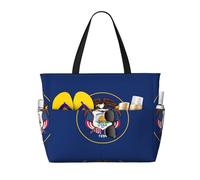 YANYU Utah Flag Print Functional Beach Bag Fashionable Summer Bags Reusable Picnic Gym Camping Holidays