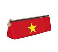 YANYU Vietnamese flag Print Functional Pencil Case Large Capacity 8.3 x 2.2 x 2.4In Triangle Pouch with Zipper, White, One Size