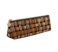 YANYU Wicker Woven Grid Print Functional Pencil Case Large Capacity 8.3 x 2.2 x 2.4In Triangle Pouch with Zipper, White, One Size