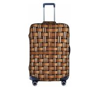 Yanyu Wicker Woven Grid Print Universal Suitcase Cover Elastic Washable Travel Luggage Protector Adult Luggage, White, L