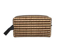 YANYU Wicker Woven pattern Print Travel Toiletry Bag Zippered Storage Bags with Handles Portable Cosmetic Organizer, White, One Size