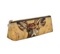 YANYU Wild Deer Print Functional Pencil Case Large Capacity 8.3 x 2.2 x 2.4In Triangle Pouch with Zipper