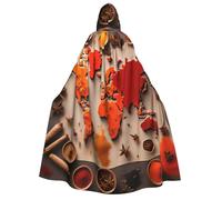 YANYU World Map Made Up Of Spices Print Hooded Unisex Adult Cloak Halloween Christmas Carnival Theme Parties Comfortable