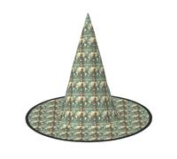 YANYU World Map Retro Print Carnival Unisex Costume Halloween Witch Hat For Parties Masquerades Role-Playing
