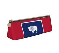YANYU Wyoming State Flag Print Functional Pencil Case Large Capacity 8.3 x 2.2 x 2.4In Triangle Pouch with Zipper, White, One Size