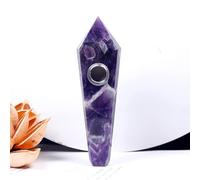 YanYue Natural crystal stone smokey pipe healing quartz jewelry crystal point gemstone With 3pc Metal Filter + 1brush-dream amethyst