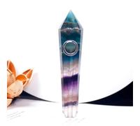 YanYue Natural crystal stone smokey pipe healing quartz jewelry crystal point gemstone With 3pc Metal Filter + 1brush-fluorite