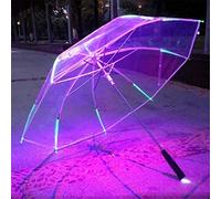 YANYUESHOP 8 Rib Light Up Blade Runner Style Changing Color LED Umbrella with Flashlight Transparent Handle Straight Umbrella Parasol