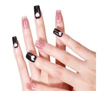 YANZEFEI Semi Cured Gel Nails Strips, 16pcs, White & Yellow Star Glitter, UV Light Required