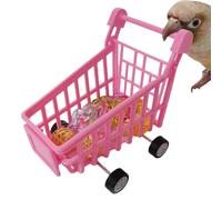 yanzisura Bird Training Toys - Parakeet Intelligence Supermarket Shopping Cart Trolley | Bird Training Toys Parrot Intelligence Toy Tiny Shopping Cart Toy for Parrots and Birds Trick Tabletop Toys