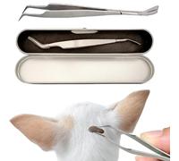 yanzisura Tick Remover,2-In-1 Design Tick Removal Tool,Stainless Steel Tick Remover Suitable For Dogs, Cats, Horses, People,Professional Tick Tweezers With Leather Storage Box, 5.5inch