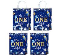 YanZonic 16Pcs Mr Onederful Birthday Decorations Gift Bags - Mr Wonderful 1st Birthday Decorations - Essential 1st Birthday Decorations Boy Goodie Mr Onederful Goodie Bags, Bule
