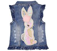 Yao Little Girls Denim Vest Spring Autumn Sequins Bunny Vest Coat(Bunny,6-7y)