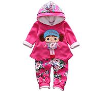 Yao Spring Autumn Winter Little Baby Girls Clothing Set Warm Velvet Hoodie and Pants (2-3Y, Red)