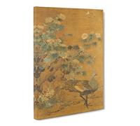 Yao Tingmei Oriental Peacock And Hollycock Asian Japanese Canvas Wall Art Print Ready to Hang, Framed Picture for Living Room Bedroom Home Office Décor, 24x16 Inch (60x40 cm)
