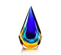 Yao Yuan Hand-Blown Glass Sculpture Glass Decor Murano-Style Glass Statue and Figurine Wonderful Gift, Blue and Green Color