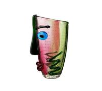 Yao Yuan Hand Blown Murano Style Art Glass Vase with face, Multicolor, 14.57in Tall