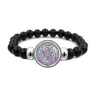 Yao0dianxku The Seals of Seven Archangels Bracelet Religious Talisman Bracelet Amulet Jewelry Christening Bangle, 2cm, Zinc, glass