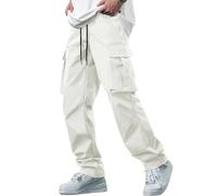 YAOBAOLE Elastic Cargo Trousers Men Combat Trousers for Men UK Mens Baggy Trousers White XL