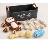 YAOCO Premium Dog Toy Basket Set | 9-Piece Dog Toy Set with Storage Basket