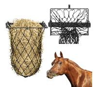 Yaocom 1 Set Wall Mount Hay Feeder with Net Collapsible Hay Rack with Net Slow Feeder for Horses Goats (Black)