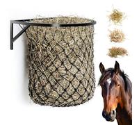 Yaocom 1 Set Wall Mount Hay Feeder with Sturdy Metal Frame Open-top Black Hay Net Slow Feeder for Horses Goats