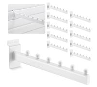 Yaocom 10 Pack 6 Ball Waterfall for Slatwall, 12 Inch Oval Tube Slat Wall Hanging Hooks Slatwall Hooks and Hangers Slat Wall Accessory for Clothing Retail Garage Shop Display (White)