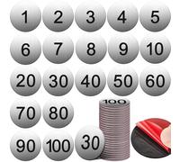Yaocom 100 Pieces 1-1/2 Inch Metal Round Aluminum Numbered Locker Labels Small Stickers for Door, House Number Plate with Self Adhesive Tape for Door, House