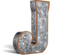 Yaocom 12" Metal Letter Wall Decor Large Galvanized Letter 3D Signs Shelf Decoration Hanging or Freestanding Vintage Industrial Decor for Home Office Bookshelf Farmhouse Kitchen Apartment (Letter J)