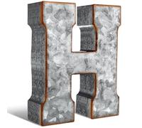 Yaocom 12" Metal Letter Wall Decor Large Galvanized Letter 3D Signs Shelf Decoration Hanging or Freestanding Vintage Industrial Decor for Home Office Bookshelf Farmhouse Kitchen Apartment(Letter H)