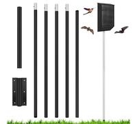 Yaocom 15 FT Heavy Duty Iron Purple Martin Bat House Pole with Ground Socket, Adjustable 5-Section Anti Rust Steel Pole, Bird Feeder Accessories for Outdoors (Black)
