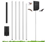 Yaocom 15 FT Telescoping Purple Martin House Pole,Aluminum Bat House Kit with Ground Socket, Adjustable Heavy Duty 5-Section Round Pole, Purple Martin Bird Accessories for Outdoors (Silver)