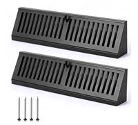 Yaocom 2 Pcs 15 Inch Baseboard Register Duct Black Supply Floor Vent Baseboard Diffuser for Floor Home Wall Vent Air Cover Smooth Heavy Duty Steel Adjustment for Installation