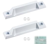 Yaocom 2 Pcs Window Sash Lift, Die-cast Zinc 3-5/16" Handle, White | Zinc Alloy Construction, Compression Resistant Design, Includes 8 Screw Covers, Smooth Operation for Single Hung Windows