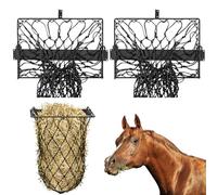 Yaocom 2 Set Wall Mount Hay Feeder with Net Collapsible Hay Rack with Net Slow Feeder for Horses Goats