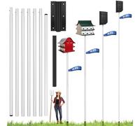 Yaocom 21 FT Telescoping Purple Martin Bird House Bat House Pole with Ground Socket for Outdoor (Silver)