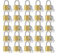 Yaocom 24 Pcs Solid Brass Keyed Padlock, Small Yellow Gym Lock, Strong Padlock with Same Key for Luggage Toolbox (30mm 1-3/16'')