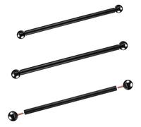 Yaocom 3 Pcs Lamp Post Cross Arm 16 Inch Handle Replacement Steel Cross Arm Ladder Rest with Threaded Metal Ball Cap Light Bar with Brass Caps for Outdoor Lamp Posts and Poles(Black Ball)