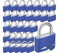 Yaocom 30 Pcs Keyed Padlock, Lock Small Luggage Padlocks Aluminum Locks with 60 Keys Alike 1.3inch Lock 33mm, Strong Padlock with Same Key for Toolbox Gate Fence Cabinet (Blue)